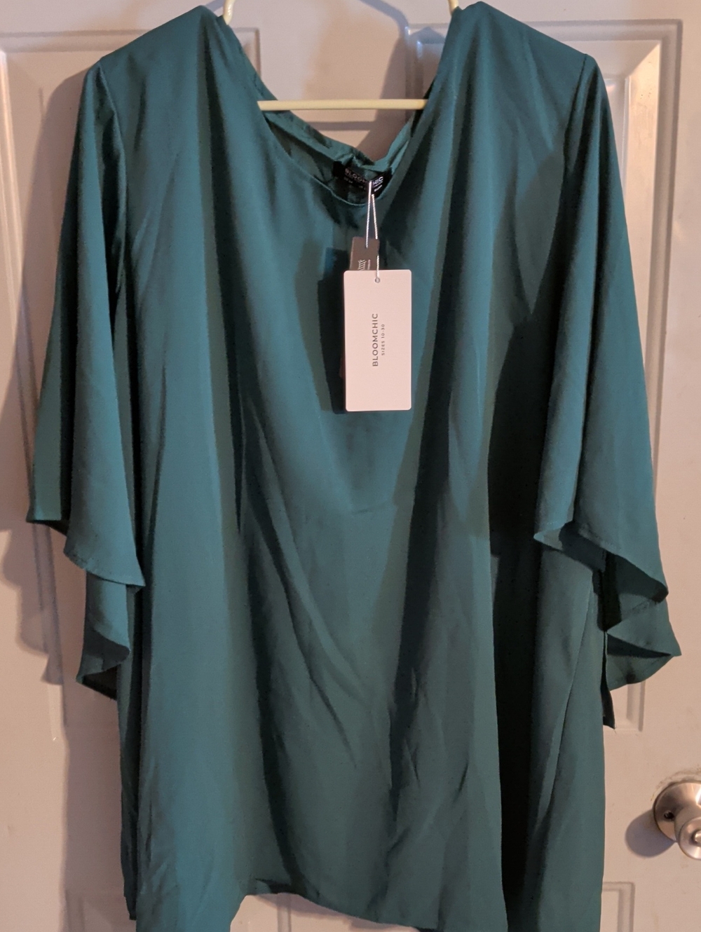 Bloomingdale's Teal Green Long-Sleeve Draped Dress